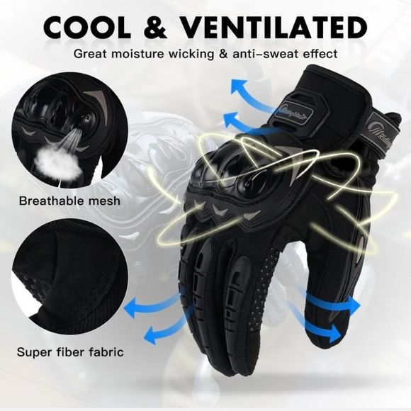 Motorcycle Gloves for Men Women Full Finger Touchscreen Motorbike Riding Gloves - Picture 2 of 11